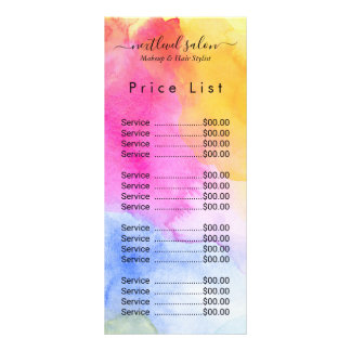 Elegant Modern Salon Price List Rack Card 