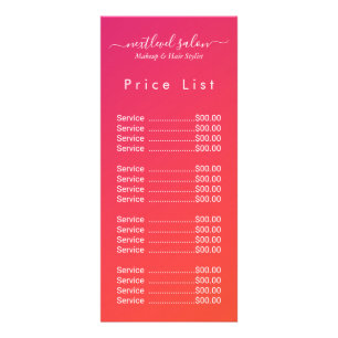 Elegant Modern Salon Price List Rack Card 