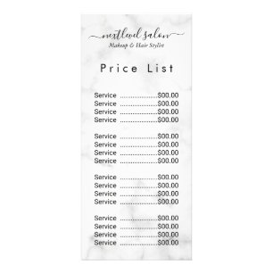 Elegant Modern Salon Price List Rack Card 