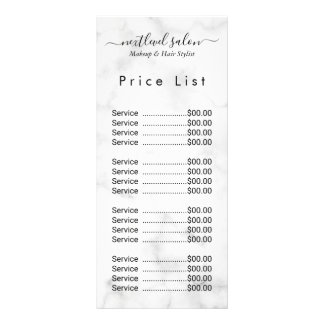 Elegant Modern Salon Price List Rack Card 