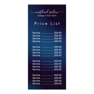 Elegant Modern Salon Price List Rack Card 