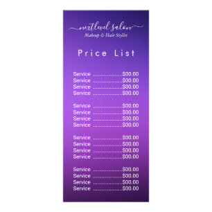 Elegant Modern Salon Price List Rack Card 