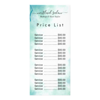 Elegant Modern Salon Price List Rack Card 