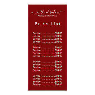 Elegant Modern Salon Price List Rack Card 