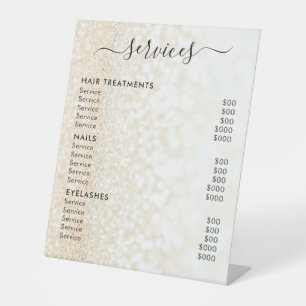 Elegant Modern Salon Spa Service Price List Pedestal Sign