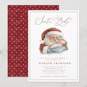 Elegant Modern Santa Baby Baby Shower Invitation