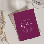 Elegant Modern Script 18th Birthday Magenta  Invitation<br><div class="desc">An elegant "18th Birthday" party invitation design with modern typography and custom text.</div>