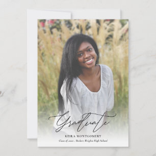 Elegant Modern Script 2 Photo Graduation Announcement
