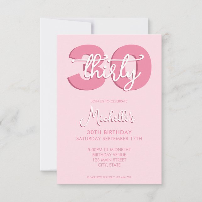 Elegant Modern Script 30th Birthday Invitation (Front)