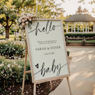 Elegant Modern Script Baby Shower Welcome Sign