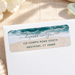 Elegant Modern Script Beach Ocean Return Address Label