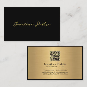 Elegant Modern Script Black Gold Oceania Size Business Card