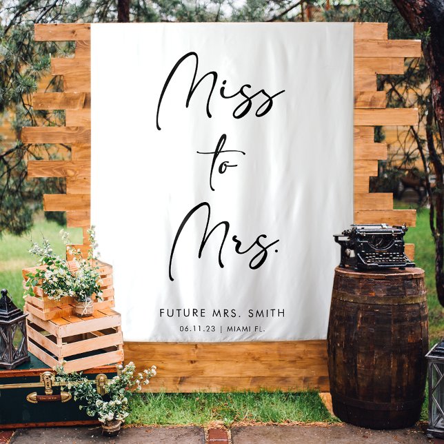 Elegant Modern Script | Bridal Shower Backdrop Tapestry (Creator Uploaded)