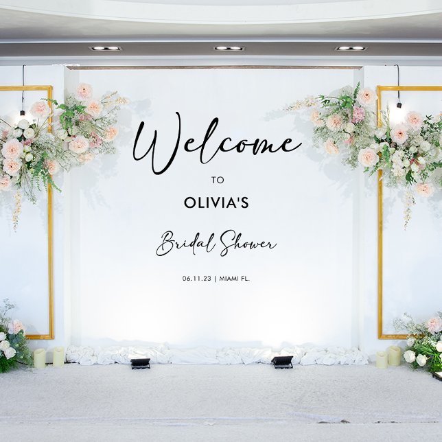 Elegant Modern Script | Bridal Shower Backdrop Tapestry (Creator Uploaded)