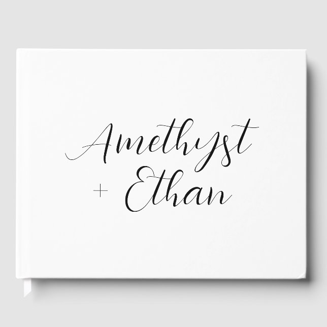 Elegant Modern Script Bride & Groom Wedding  Guest Book (Front)