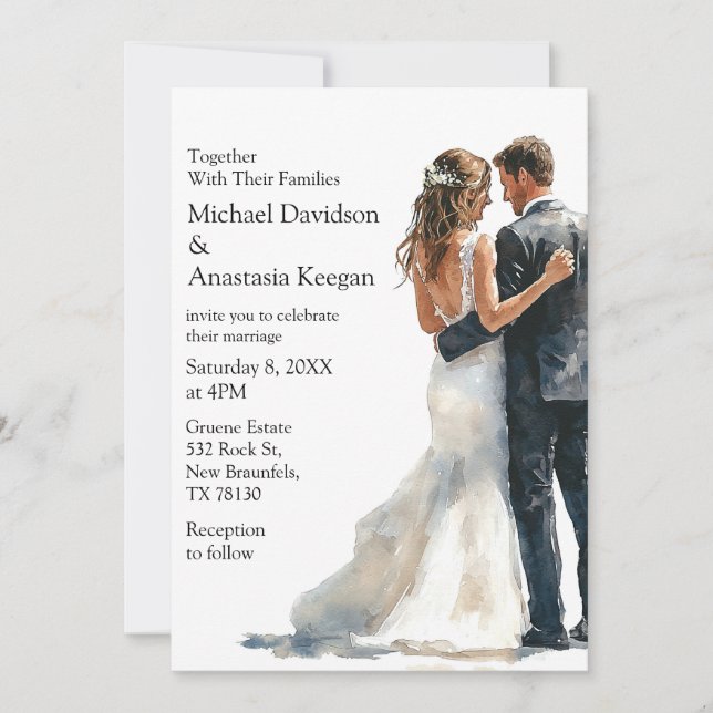 elegant modern script budget wedding invitation   (Front)