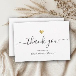 Elegant Modern Script Calligraphy Gold Business Thank You Card