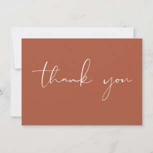 Elegant Modern Script Calligraphy Terracotta Thank You Card