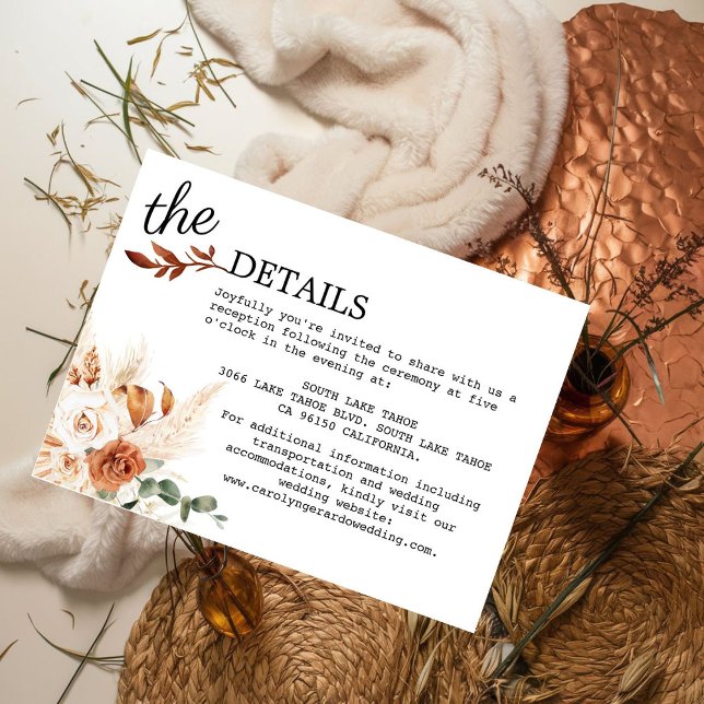 Elegant Modern Script Calligraphy Wedding Details  Enclosure Card (Creator Uploaded)