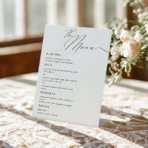 Elegant Modern Script Calligraphy Wedding Dinner Pedestal Sign