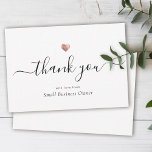 Elegant Modern Script Chic Rose Gold Business Thank You Card<br><div class="desc">This modern stylish rose gold heart thank you note features hand-lettered script calligraphy alongside your small business name in elegant serif typography. Space for additional message on the back.</div>