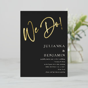 Elegant Modern Script Classy Wedding Black Gold