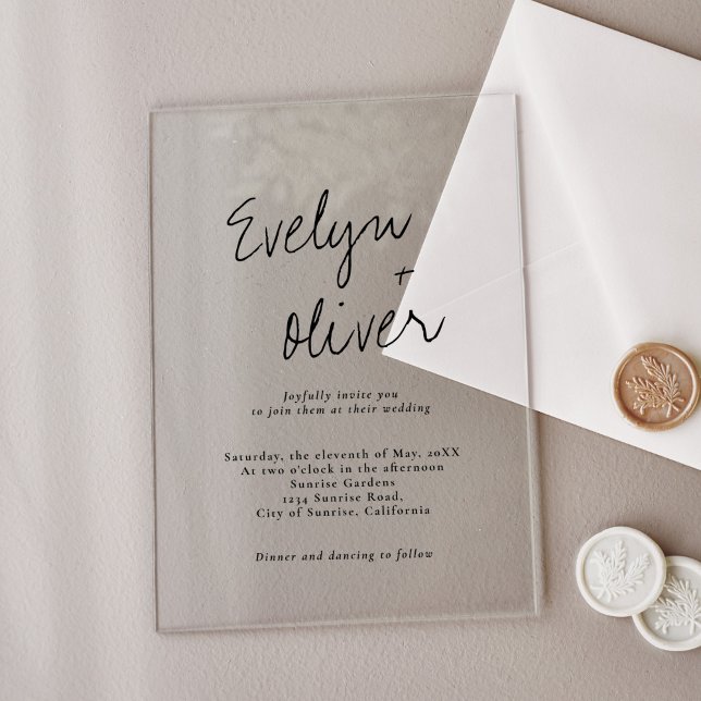 Elegant Modern Script Contemporary Wedding Acrylic Invitations (Creator Uploaded)