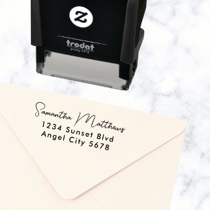 Elegant Modern Script Custom Name Address Self-inking Stamp