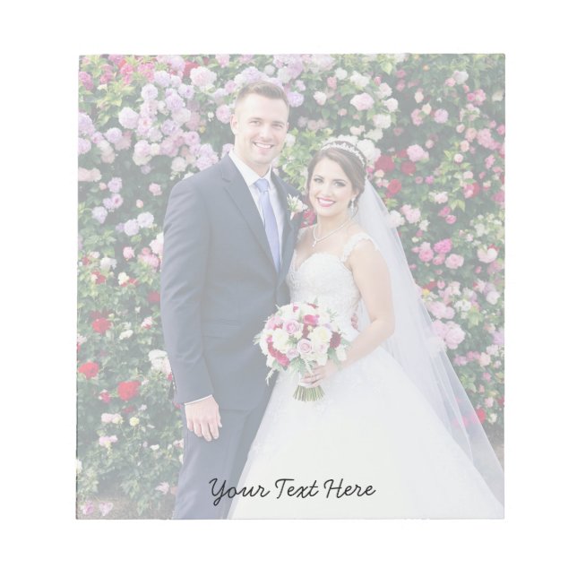 Elegant Modern Script Custom photo & Text Wedding Notepad (Front)