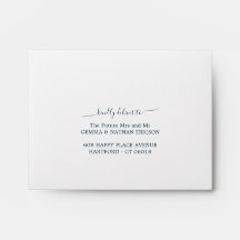 Elegant Modern Script Deliver To Teal RSVP Wedding