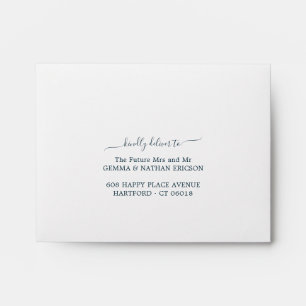 Elegant Modern Script Deliver To Teal RSVP Wedding Envelope