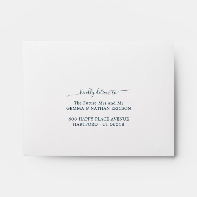 Elegant Modern Script Deliver To Teal RSVP Wedding Envelope (Front)