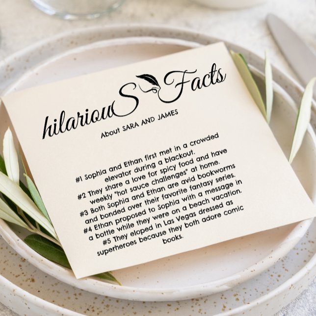 Elegant Modern Script Fun Facts Wedding Napkins (Creator Uploaded)