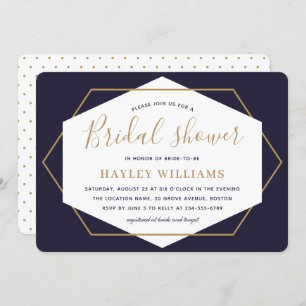 Elegant Modern Script Geometric Bridal Shower Invitation