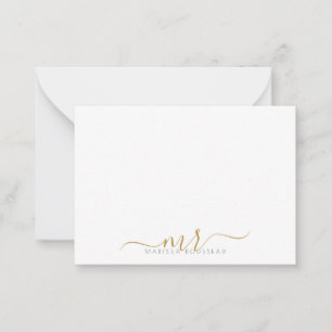 Elegant Modern Script Gold Monogram Initials Card