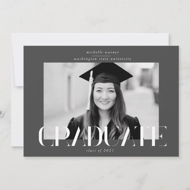 elegant modern script graduate announcement (Front)