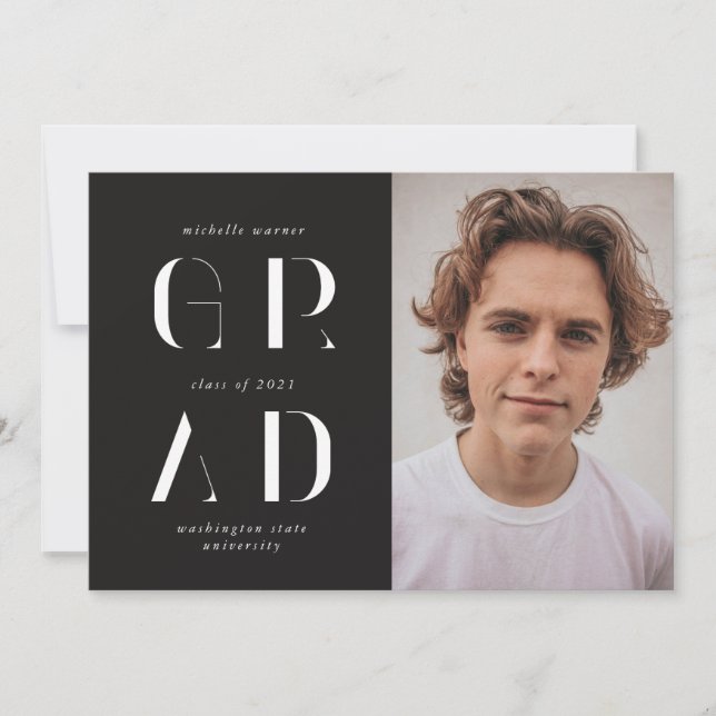 elegant modern script graduate announcement (Front)