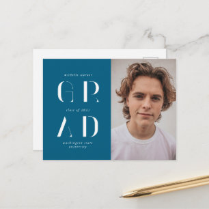 Elegant Modern Script Graduation Announcement Postcard