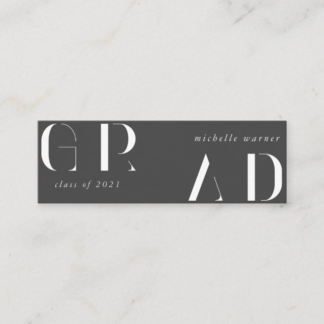 elegant modern script graduation name card (Front)