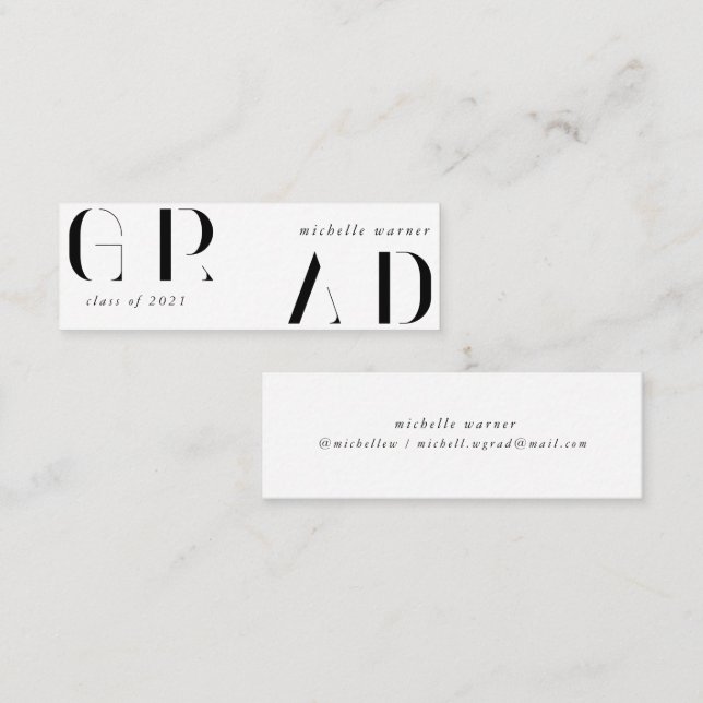 Elegant Modern Script Graduation Name Card (Front/Back)
