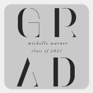 elegant modern script graduation square sticker