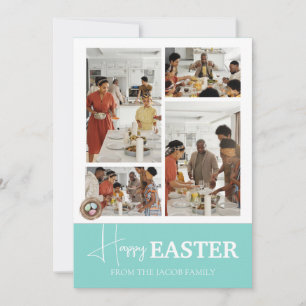 Elegant Modern Script Happy Easter family photo Holiday Card