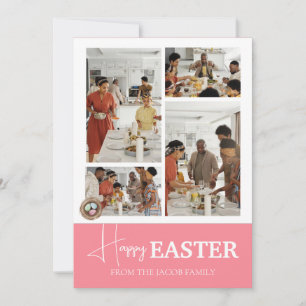 Elegant Modern Script Happy Easter family photo Holiday Card