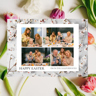 Elegant Modern Script Happy Easter family photo Holiday Card