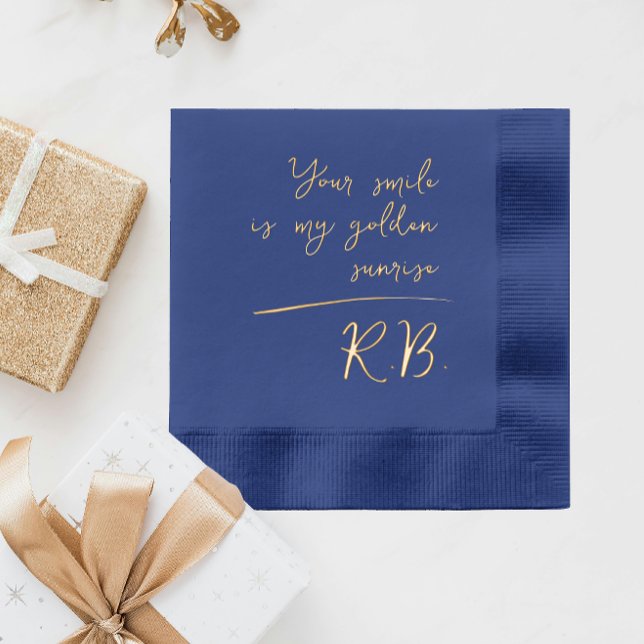 Elegant Modern Script Love Message Name Initials Foil Napkins (Creator Uploaded)