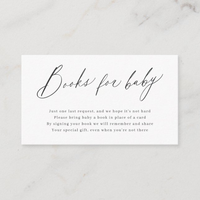 Elegant modern script minimalist books request enclosure card (Front)