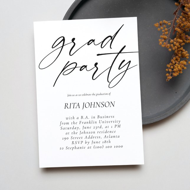 Elegant Modern Script Minimalist Graduation Party Invitation (Elegant Modern Script Minimalist Graduation Party Invitation)
