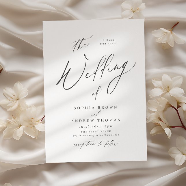 Elegant modern script minimalist wedding invitation (Elegant modern script minimalist wedding invitation)