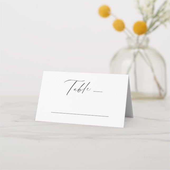 Elegant modern script minimalist wedding place card (Front)