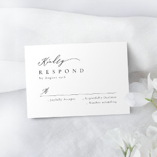 Elegant modern script minimalist wedding RSVP Card
